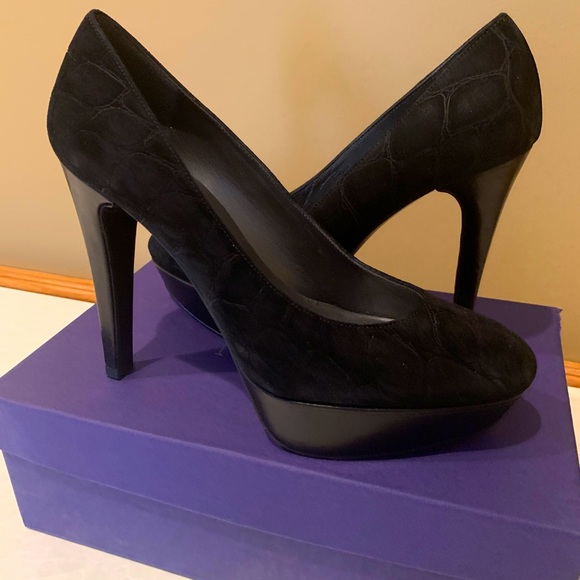 Stuart Weitzman Suede Black Pumps - Picture 1 of 4